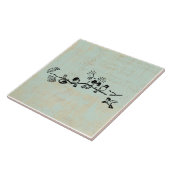 緑の音楽を背景に素朴並ぶ鳥 タイル (側面)