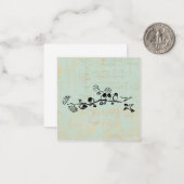 緑の音楽を背景に素朴並ぶ鳥 ノートカード (正面/裏面インサイチュ)