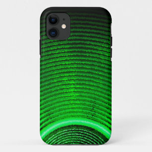緑の音楽スピーカーと音波 iPhone 11 ケース