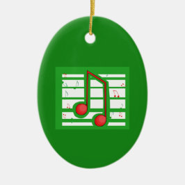 緑の音符のミュージックティーチャークリスマス セラミックオーナメント