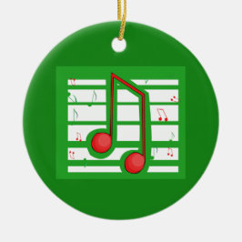 緑の音符のミュージックティーチャークリスマス セラミックオーナメント