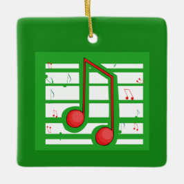 緑の音符のミュージックティーチャークリスマス セラミックオーナメント