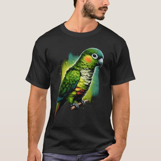 緑の頬のオウムの鳥の恋人の鳥を見て Tシャツ (正面)