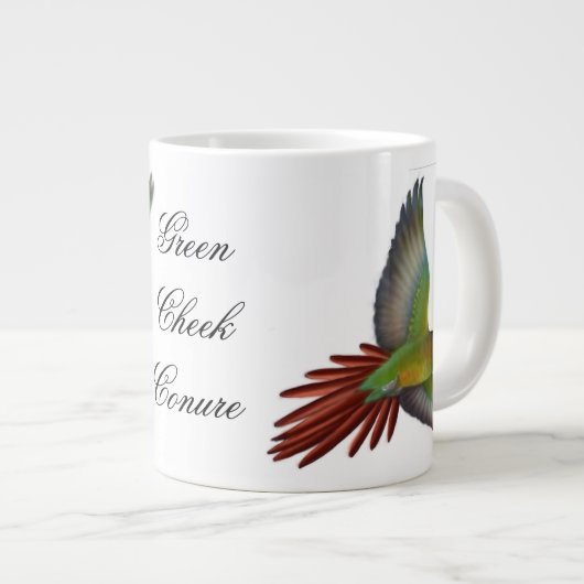 緑の頬の構成カスタマイズ可能なマグカップ ジャンボコーヒーマグカップ (正面右)