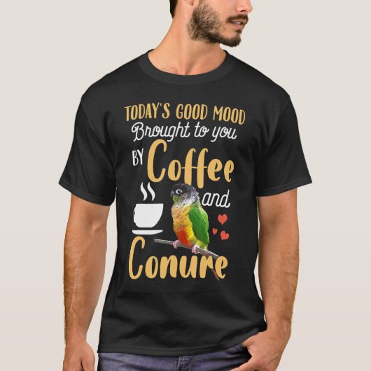 緑の頬は良いコーヒーとコンキュアのオウム Tシャツ (正面)