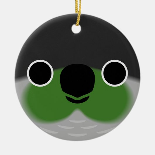 緑の頬をしたインコの顔 セラミックオーナメント (正面)