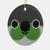緑の頬をしたインコの顔 セラミックオーナメント (左)