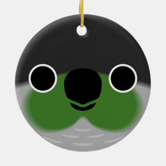 緑の頬をしたインコの顔 セラミックオーナメント (裏面)