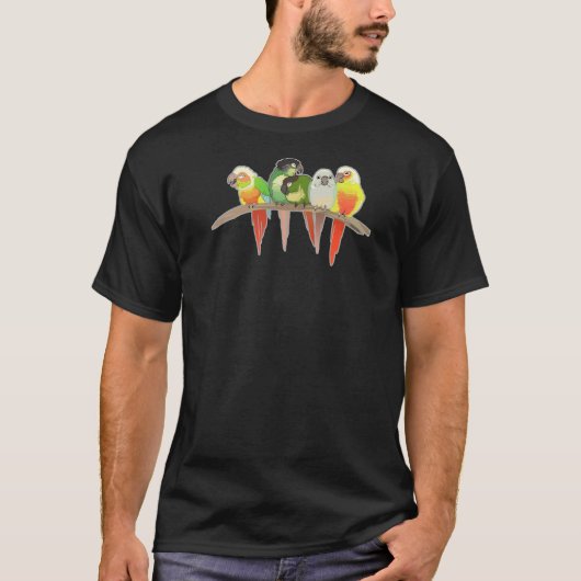 緑の頬Conures Tシャツ (正面)