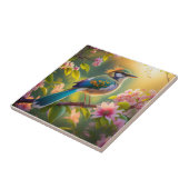 緑の頭のアオケビタイセイの幻想的な鳥 タイル (側面)