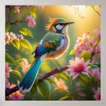 緑の頭のアオケビタイセイの幻想的な鳥
