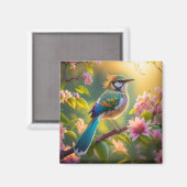 緑の頭のアオケビタイセイの幻想的な鳥 マグネット (正面/裏面)