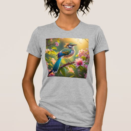 緑の頭のアオケビタイセイの幻想的な鳥 Tシャツ (正面)