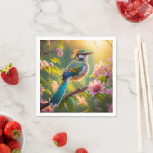 緑の頭のティール（緑がかった色）翼ファンタジー鳥 スタンダードカクテルナプキン (インサイチュ)