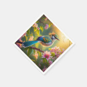 緑の頭のティール（緑がかった色）翼ファンタジー鳥 スタンダードカクテルナプキン (角)