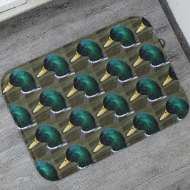 緑の頭のマラードアヒルの写真のパターン バスマット