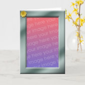 緑の額縁のフォトグリーティングカードテンプレート カード (黄色い花)