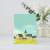 緑の風景の自然と住宅 ポストカード (スタンド正面)