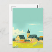 緑の風景の自然と住宅 ポストカード (正面/裏面)