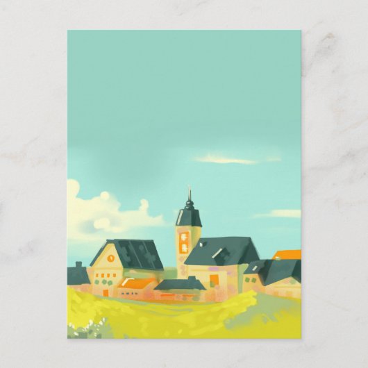 緑の風景の自然と住宅 ポストカード (正面)