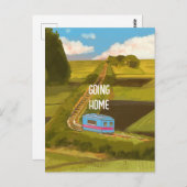 緑の風景列車アニメマンガ入れ歯 ポストカード (正面/裏面)