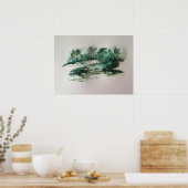 緑の風景抽象芸術 ポスター (キッチン)