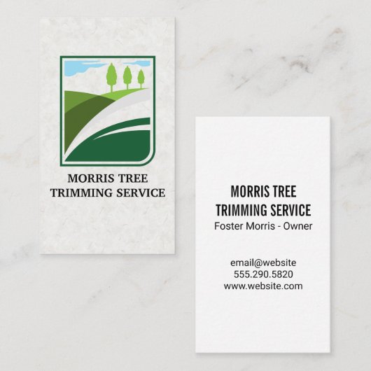 緑の風景樹のロゴ 名刺 (正面/裏面)