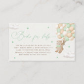 緑の風船のクマの本のお願い エンクロージャーカード (正面)