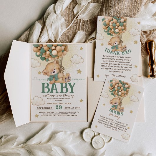 緑の風船のベビー エンクロージャーカード