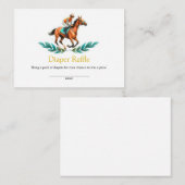 緑の馬の赤ちゃんシャワーおむつラッフルカード エンクロージャーカード (正面/裏面)