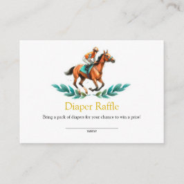 緑の馬の赤ちゃんシャワーおむつラッフルカード エンクロージャーカード
