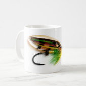 緑の高地居住者のサケはマグを飛ばします コーヒーマグカップ (正面左)