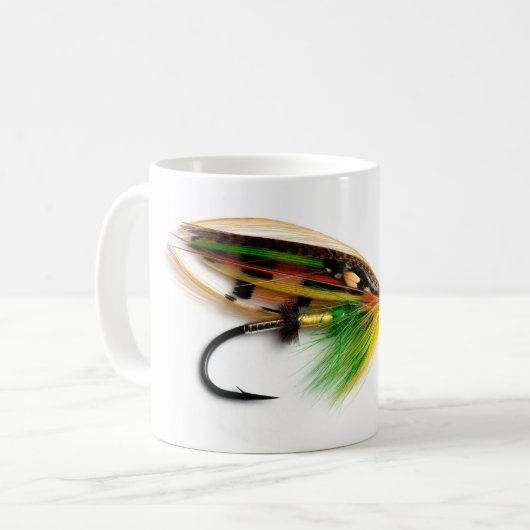 緑の高地居住者のサケはマグを飛ばします コーヒーマグカップ (正面左)