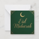 緑の高級Eid Mubarakグリーティングカード ノートカード (正面)