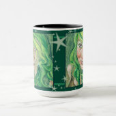 緑の髪のファンタジーと紫の目のマグ マグカップ (中央)