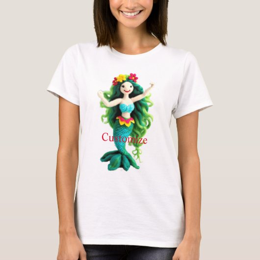 緑の髪のマーメイドサンダー_コーブ Tシャツ (正面)