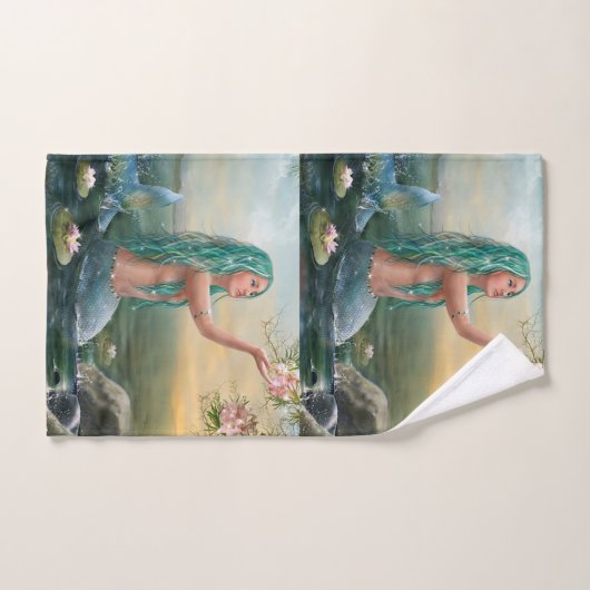 緑の髪の人魚 ハンドタオル (ハンドタオル)
