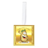 緑の髪の漫画のキャラクターポテト キューブオーナメント (正面)