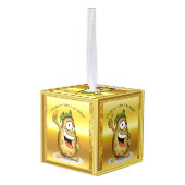 緑の髪の漫画のキャラクターポテト キューブオーナメント (裏面アングル)