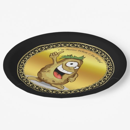 緑の髪の漫画のキャラクターポテト ペーパープレート (アングル)