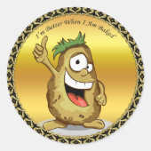 緑の髪の漫画のキャラクターポテト ラウンドシール (正面)