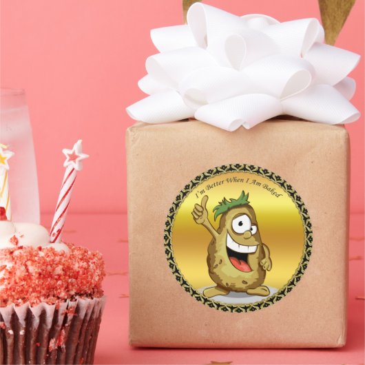 緑の髪の漫画のキャラクターポテト ラウンドシール (パーティー)