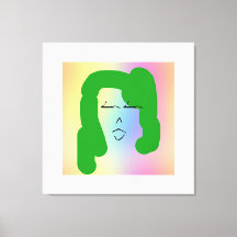 緑の髪を伸ばしたキャンバス印刷を持つ女性