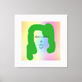 緑の髪を伸ばしたキャンバス印刷を持つ女性 キャンバスプリント