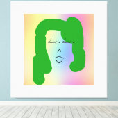 緑の髪を伸ばしたキャンバス印刷を持つ女性 キャンバスプリント (インサイチュ (ウッドフロア))