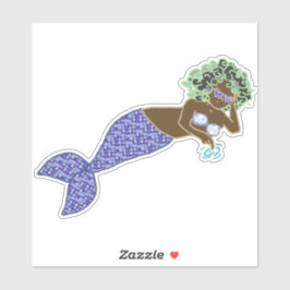 緑の髪、紫色のテールマーメイドラウンジ シール