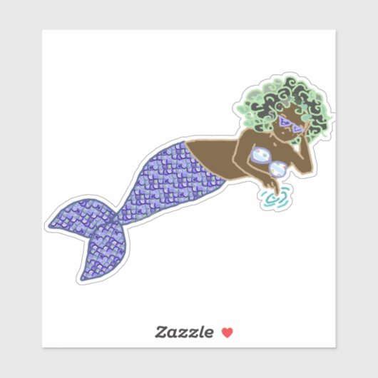 緑の髪、紫色のテールマーメイドラウンジ シール (シート)