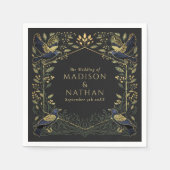 緑の魅力化されたゴシックレイヴン結婚フローラ スタンダードカクテルナプキン (正面)