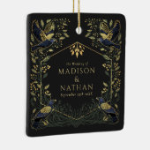 緑の魅力化されたゴシックレイヴン結婚フローラ セラミックオーナメント (右)