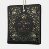 緑の魅力化されたゴシックレイヴン結婚フローラ セラミックオーナメント (左)